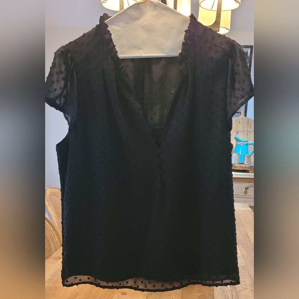 J. Crew Black Cap Sleeve Blouse with Elegant Design